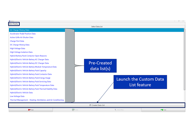 Crear listas de datos personalizadas en GDS 2