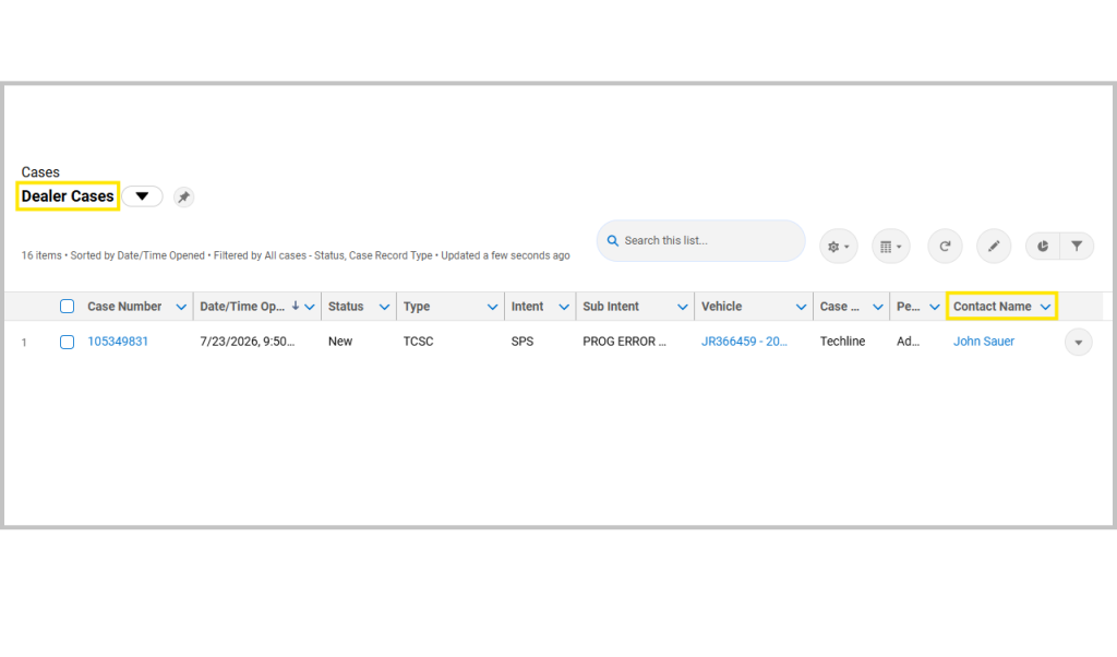 Problema de vista de Mi lista de casos abiertos en CX Connect